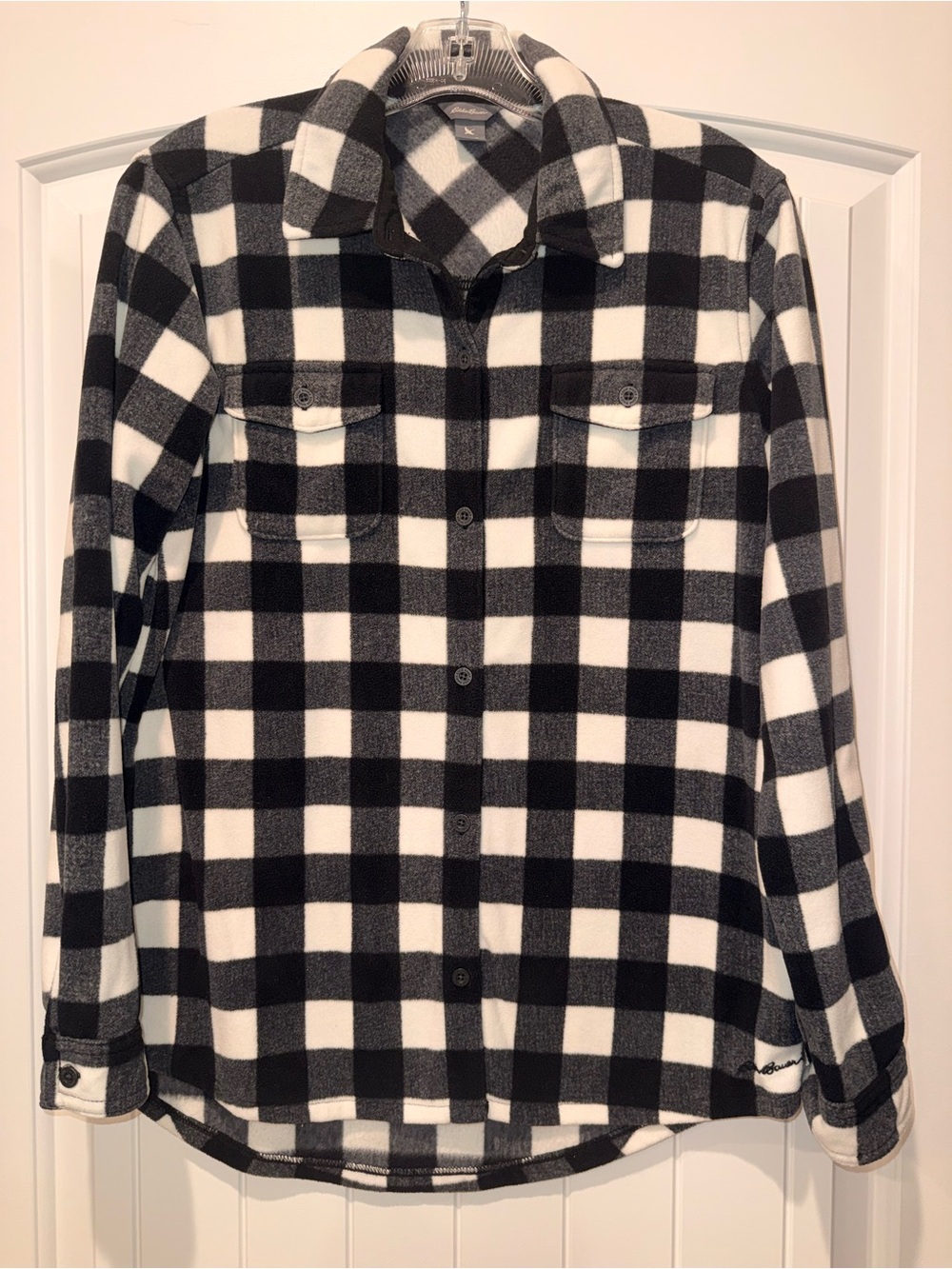 Eddie Bauer Black and White Buffalo Check Button-Front Shirt